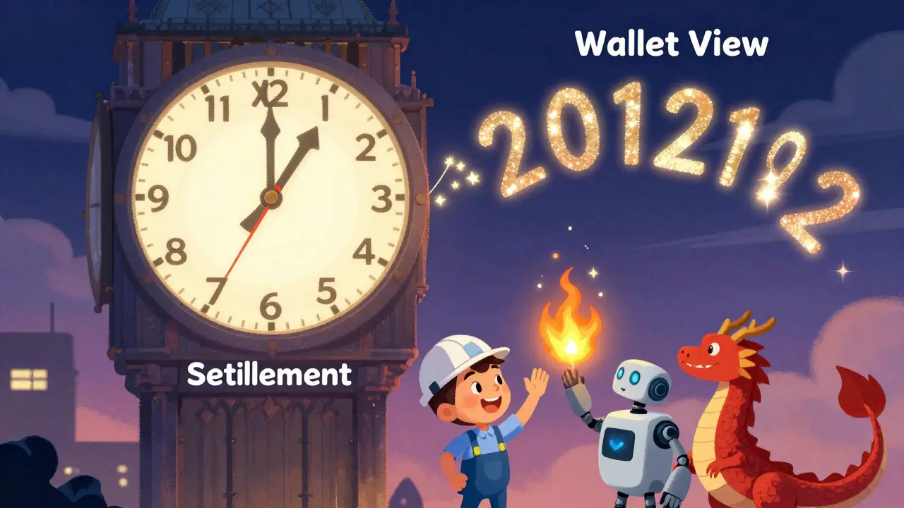 A clock tower with two faces shows different consistency models, while an engineer celebrates with a reconciliation dragon.